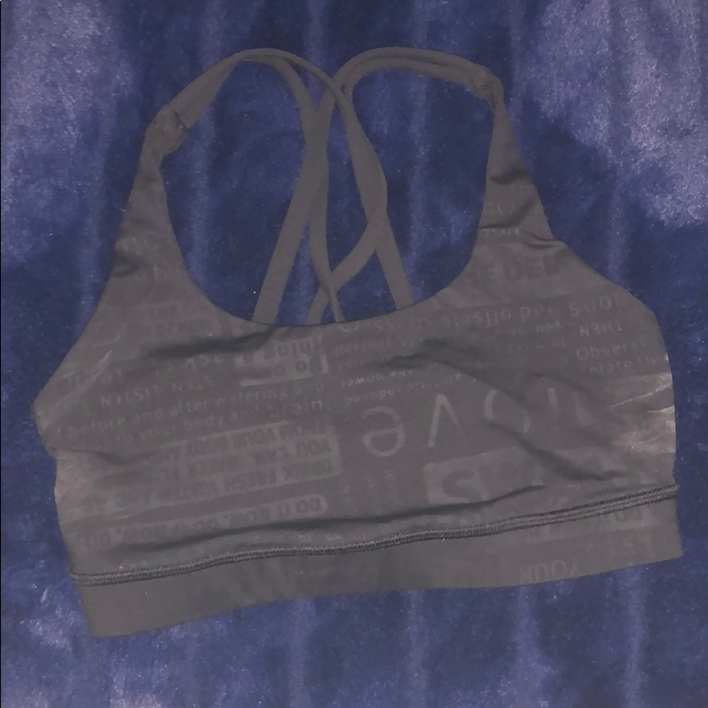 Lulu sports bra size four; worn twice